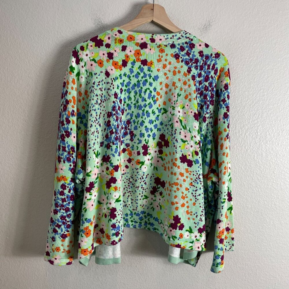 Isaac Mizrahi‎ Live! Womens Plus 4X Floral Open Cardigan Colorful Bolero Knit - Picture 10 of 12